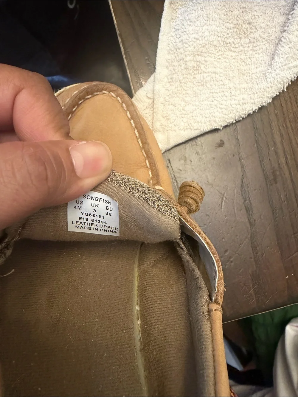 Sperry Kids Tan Leather Moccasins with White Trim
